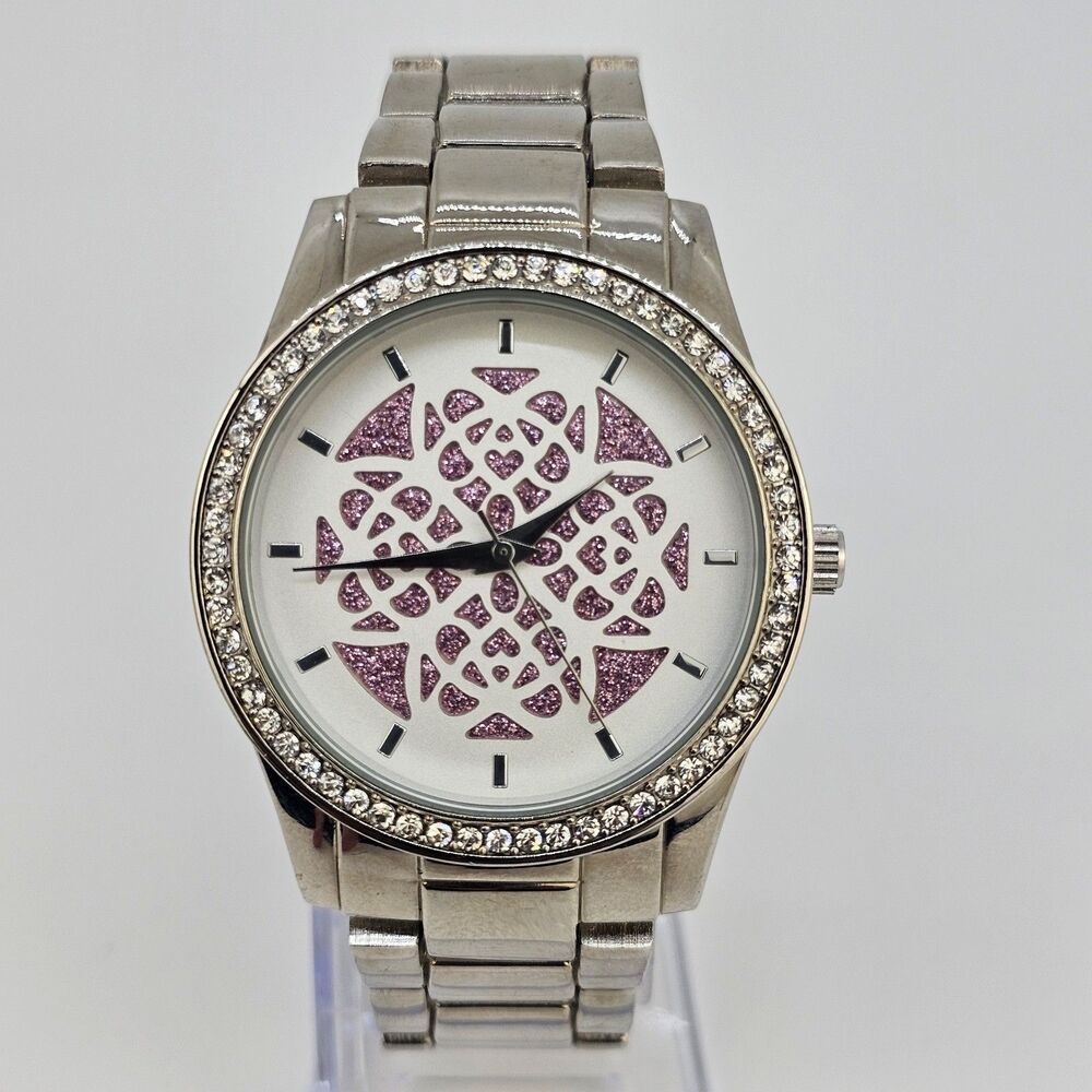 Women's Hearts Watch 38MM Purple Dial Gray Bracelet Band 6" New Battery‎